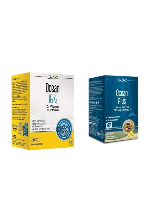 Ocean D3k2 20 ml Damla+ Ocean Plus 1200 Mg 30 Kapsül Limon Aromalı Balık Yağı - Image 1