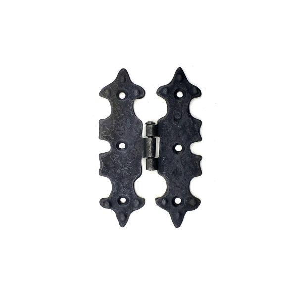 Antika Tarz Dekoratif Pirinç Lale Menteşe - 104x77 mm, Oksit - Image 1