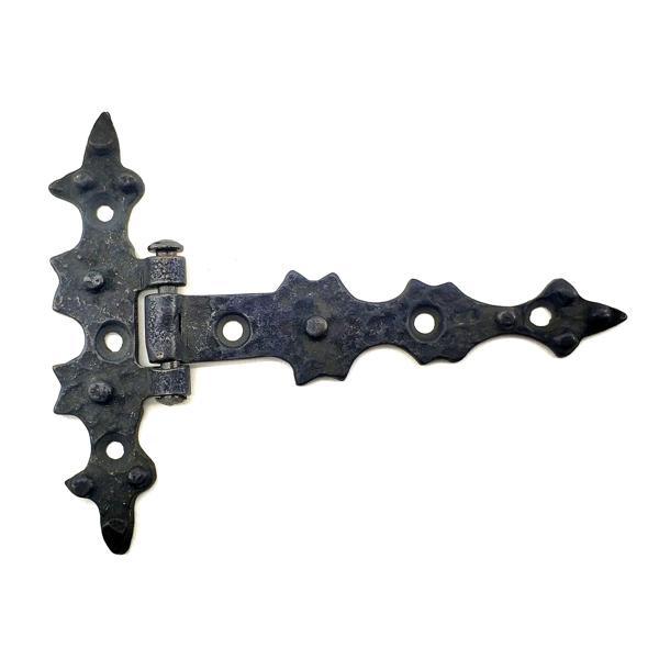 Antika Tarz Dekoratif Pirinç Yıldız Kuyruklu Menteşe - 85x110 mm, Oksit - Image 1