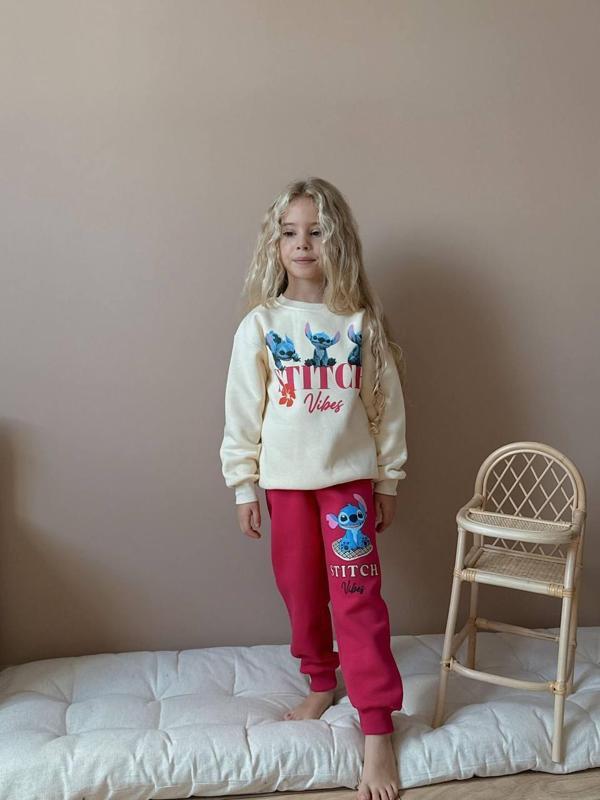 KIZ ÇOCUK STİTCH 3 İPLİK ŞARDONLU TAKIM - Image 1