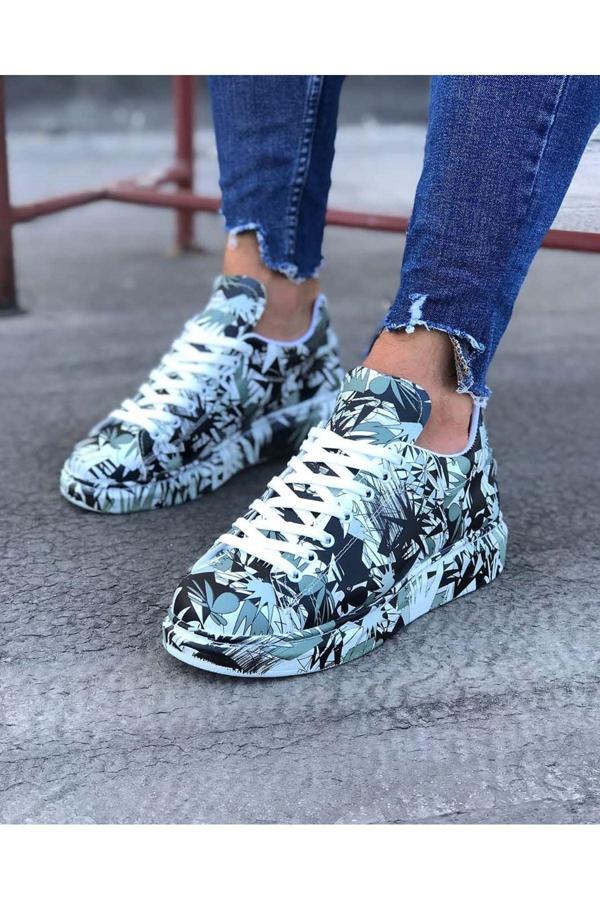 Wagoon WG501 Siyah Beyaz Boyalı Erkek Casual Ayakkabı - Image 1