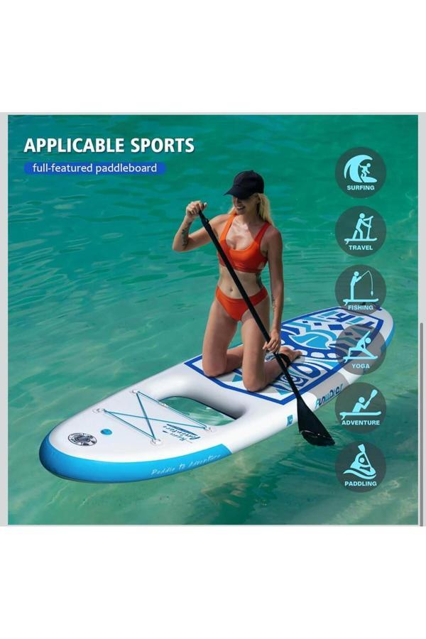 Funwater Tiki Panorama Şişme Sup Board/Stand Up Paddle Board 320X85X15 Cm Beyaz Mavi - Image 1