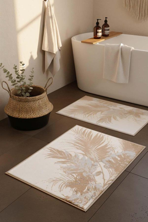 Felix Ekru 2'li Yıkanabilir Banyo & Klozet Paspas Takımı - Image 1