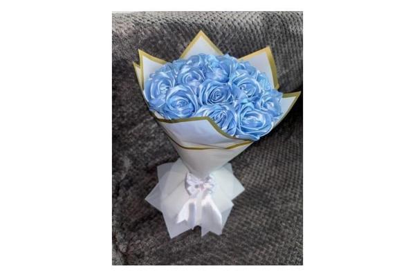 mavi el yapımı gül demet buketi - Image 1