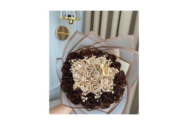 El Yapımı Krem Kahve Gül Buketi El Yapımı Krem Kahve Gül Buketi - Image 1