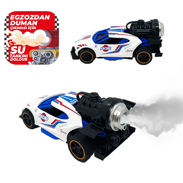 Spray Fonksiyonlu Pilli Metal Çek Bırak Araba Sesli Işıklı Beyaz - Image 1