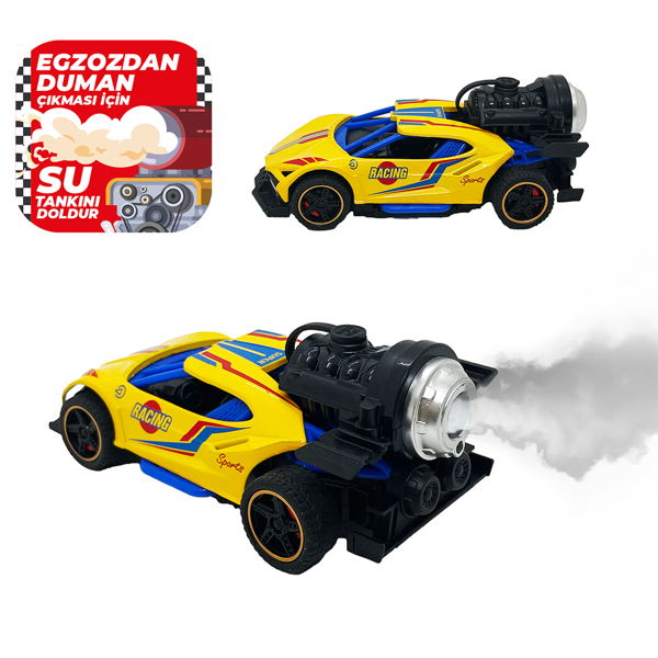 Spray Fonksiyonlu Pilli Metal Çek Bırak Araba Sesli Işıklı Sarı - Image 1