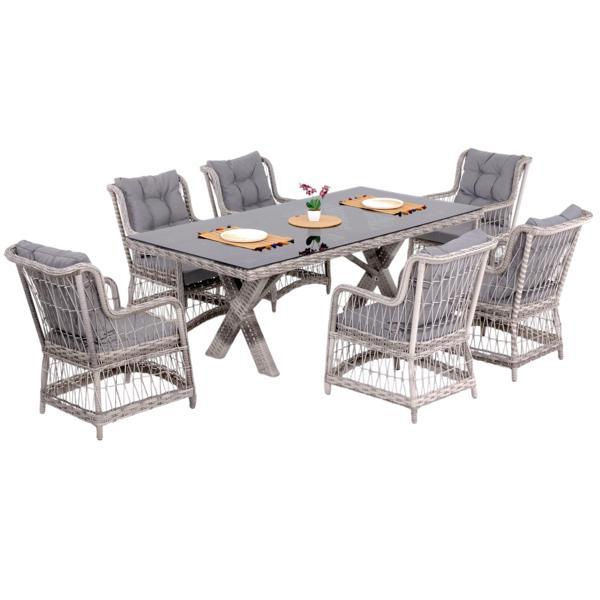 LaVida Bahçe Masa Takımı | Rattan Balkon Masa Seti | 100x180 - Image 1