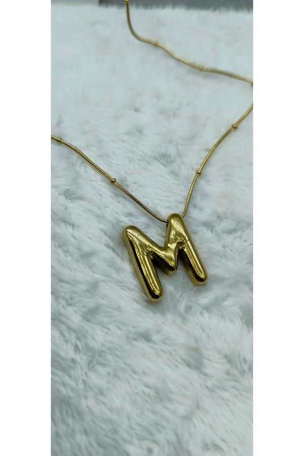 Feroniagold M Harfi Çelik Kolye - Image 1