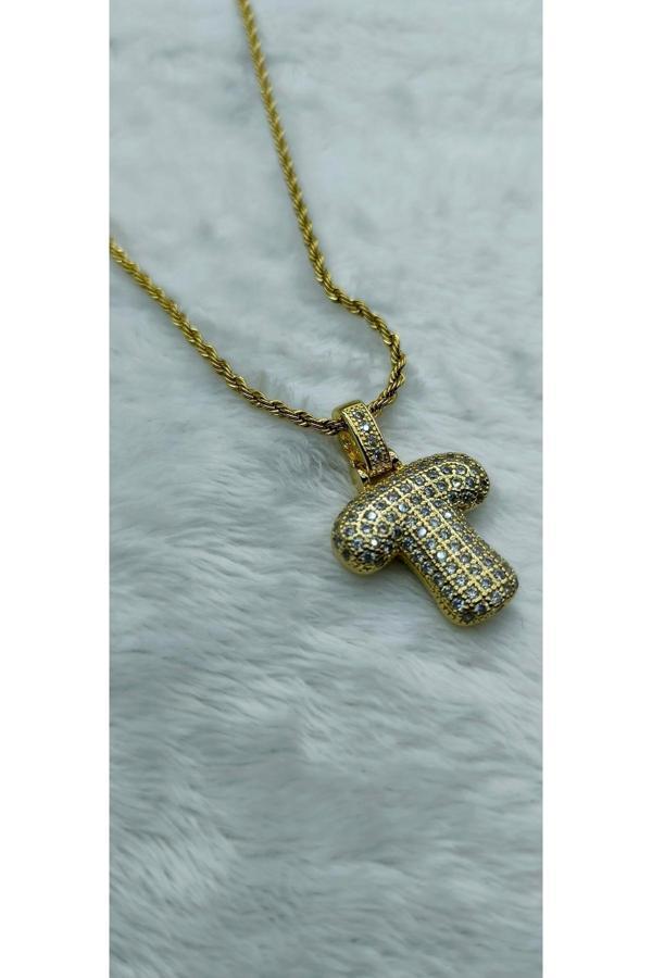 Feroniagold T Harf Taşlı Kolye - Image 1