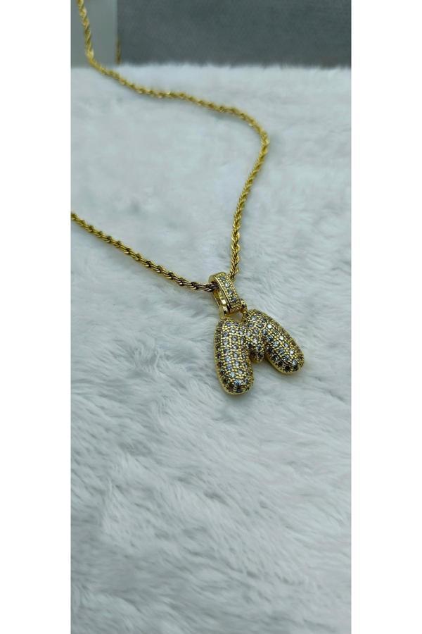 Feroniagold M Taşlı Harfli Kolye - Image 1