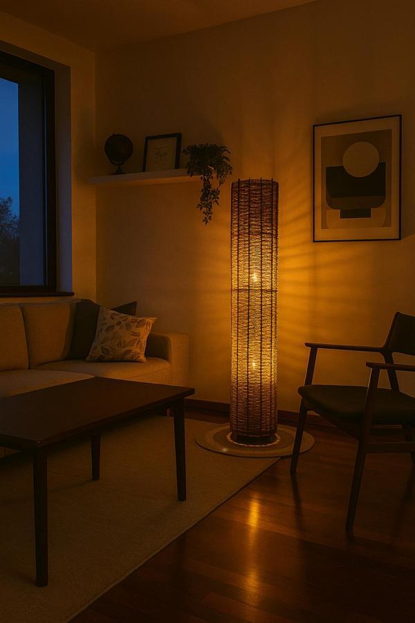 Bohem,Ahşap,Jüt,Hasır,Doğal Lambader 135*32 - Image 1