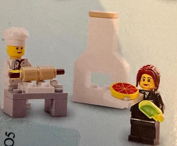 Lego Minifigür Chef - White Torso with 8 Buttons with Female Suit Black, Dark Red Hair chef017a/cty0183 - Image 1