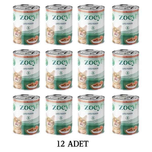 Zoey Somon Sterilised Kısırlaştırılmış Yetişkin Kedi Konserve Maması 400 gr x 12 adet - Image 1