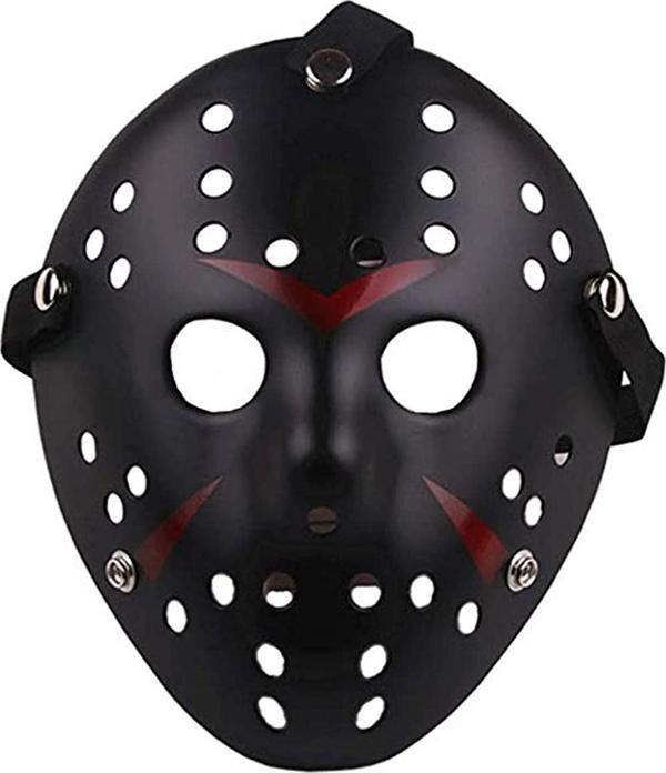 Siyah Renk Kırmızı Çizgili Tam Yüz Hokey Jason Maskesi Hannibal Maskesi - Image 1