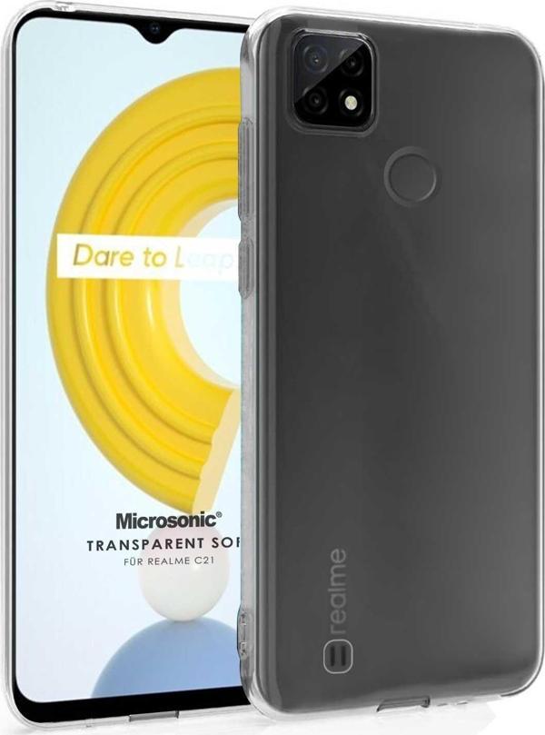 Microsonic Realme C21 Kılıf Transparent Soft Beyaz - Image 1