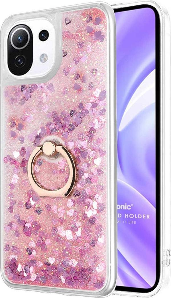 Microsonic Xiaomi Mi 11 Lite Kılıf Glitter Liquid Holder Pembe - Image 1