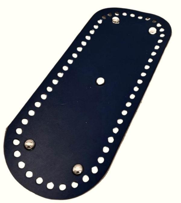 Çanta Aksesuar Gerçek Deri Lacivert 30X12 cm Oval Gümüş Metalli Çanta Tabanı - Image 1