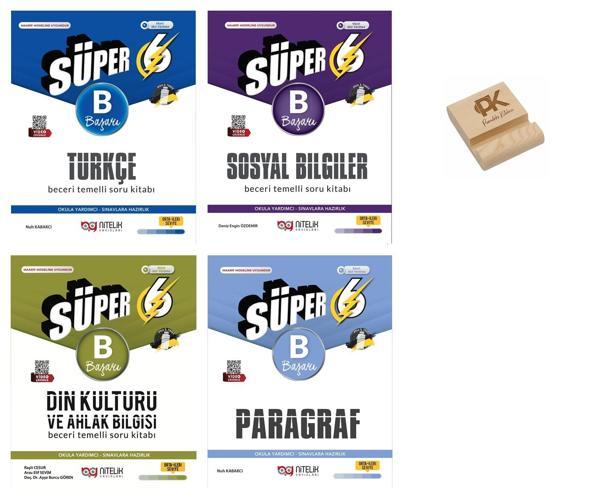 Nitelik 6. Sınıf Süper B Serisi Türkçe Sosyal Din ve Paragraf Soru Bankası 4lü Set + Telefon Standı - Nitelik Yayınları - Image 1