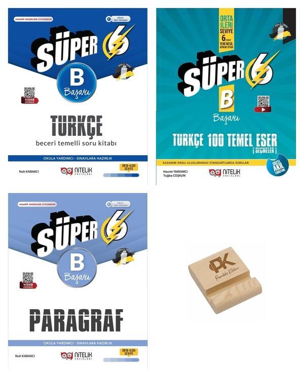 Nitelik 6. Sınıf Süper B Serisi Türkçe 100 Temel Eser ve ParagrafSoru Bankası 3lü Set+Telefon Standı - Nitelik Yayınları - Image 1