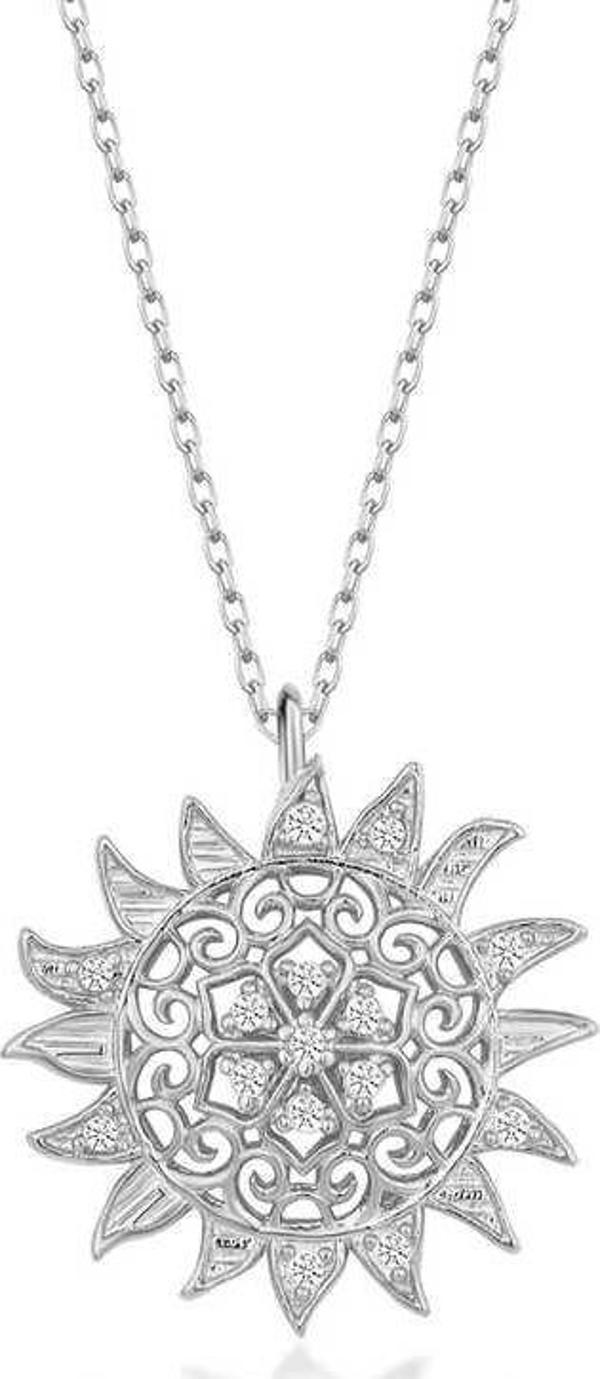 925 Ayar Gümüş Güneş Kadın Kolye - Image 1