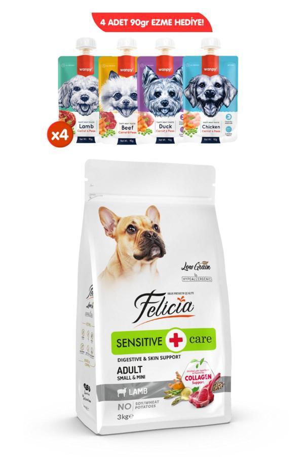 Felicia Kolajen Destekli Hipoalerjenik Kuzulu Yetişkin Küçük Irk Köpek Maması 3Kg + 4 Adet Wanpy Ezme 90Gr - Image 1