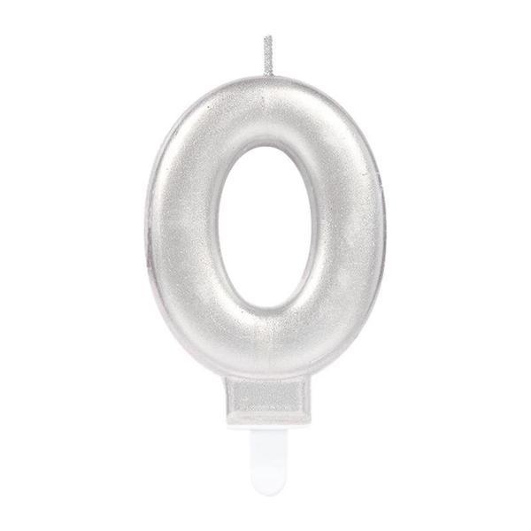 0 Rakam Mum Gümüş Renk - Image 1