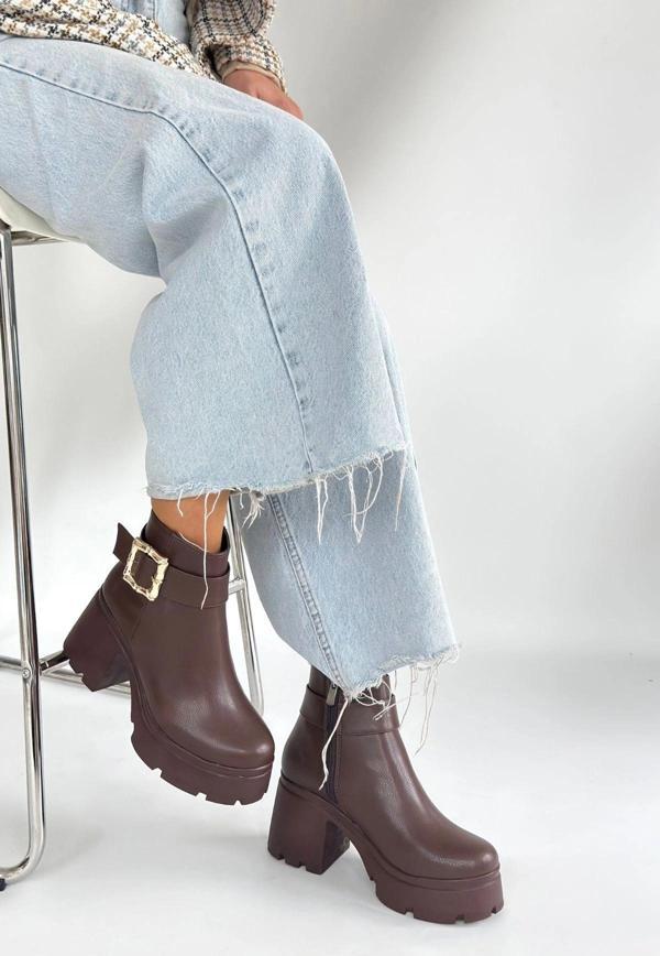 Pinma Kahverengi Cilt Topuklu Bot - Image 1