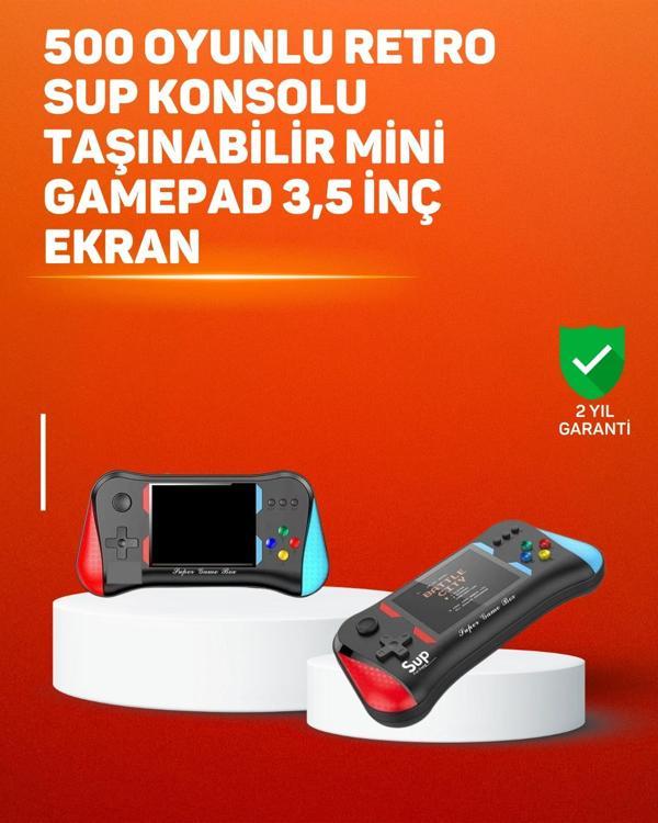 500 Oyunlu El Tipi Taşınabilir Oyun Konsolu – Şarjlı ve TV Bağlantılı Model - Image 1