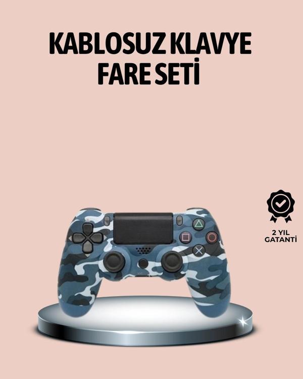 Bluetooth Kablosuz PS4 Gamepad Çift Motorlu Siyah Controller - Image 1