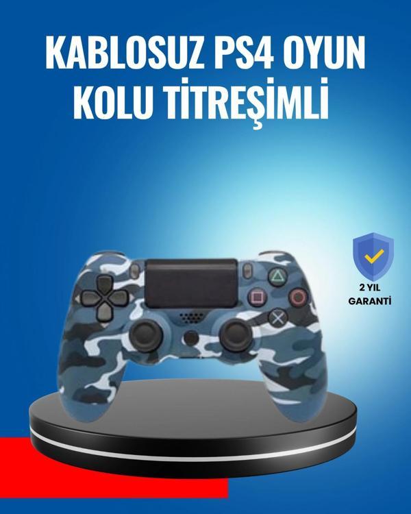 Bluetooth Kablosuz PS4 Gamepad Çift Motorlu Siyah Controller - Image 1