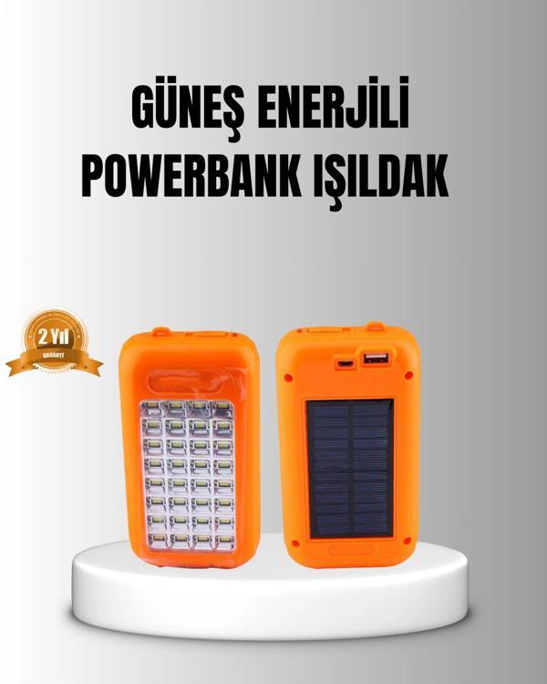 Güneş Enerjili Powerbank 10000 mAh LED Işıklı - Image 1