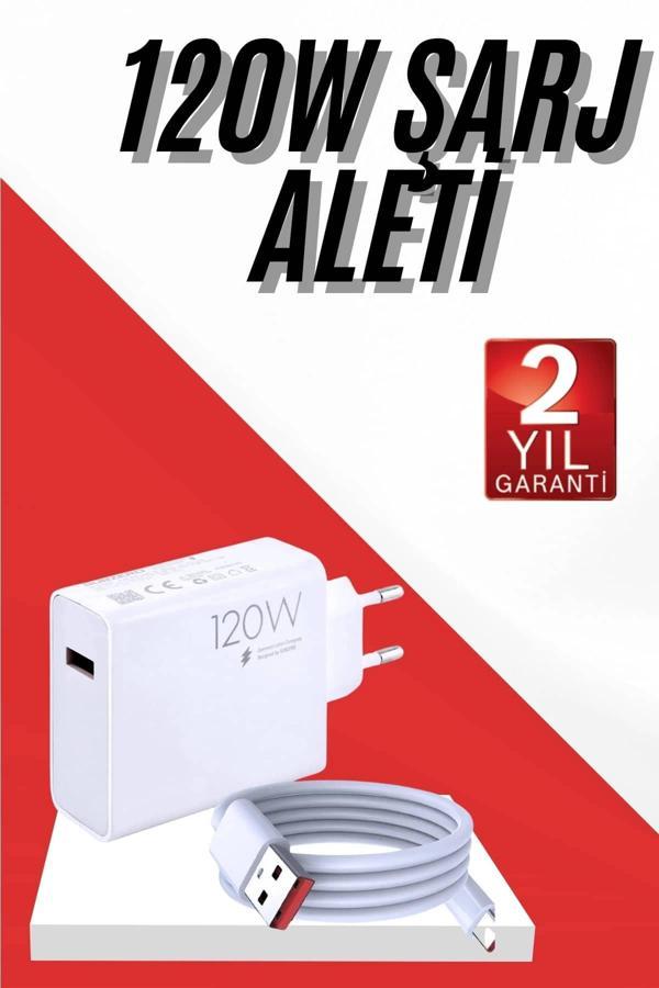 120W Şarj Aleti Hızlı Çift Turbo Şarj Aleti Seti Beyaz - Image 1