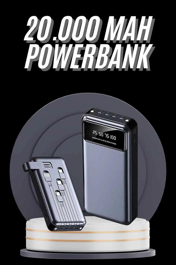 Hızlı Şarj Özellikli 20.000 Mah Dijital Göstergeli USB Girişli Android ve İOS Uyumlu Powerbank - Image 1