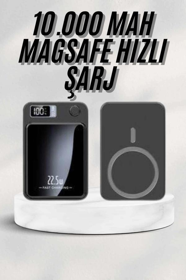 Taşınabilir Şarj Magsafe Powerbank 10.000 mAh Hızlı Şarj Led Göstergeli Kablosuz - Image 1