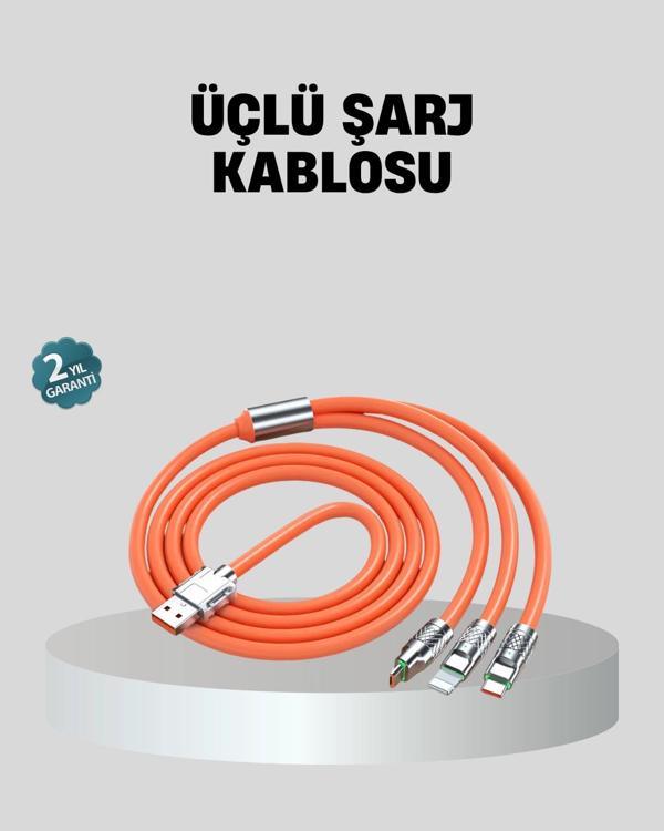 ÜÇLÜ Şarj Kablosu – Yüksek Hızlı Dayanıklı ve Uzun Ömürlü - Image 1