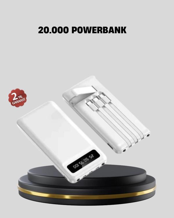 20.000 mAh 4 Çıkışlı LED Göstergeli Hızlı Şarj Powerbank - Image 1