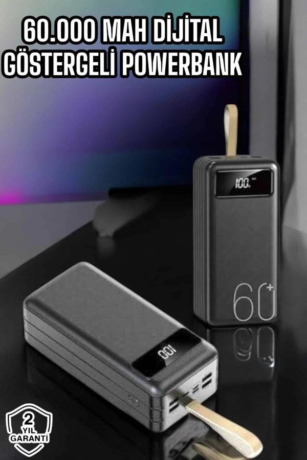 Powerbank 60.000 Mah Hızlı Şarj 4 Çıkışlı Uzun Şarj Süreli Dijital Göstergeli - Image 1