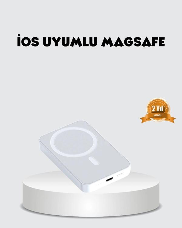 MagSafe Uyumlu Kablosuz Batarya – 27W Hızlı Şarj Destekli Kompakt Güç Bankası - Image 1