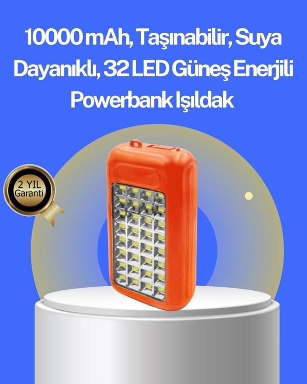 Suya Dayanıklı Güneş Paneli Destekli Powerbank ve Işıldak - Image 1