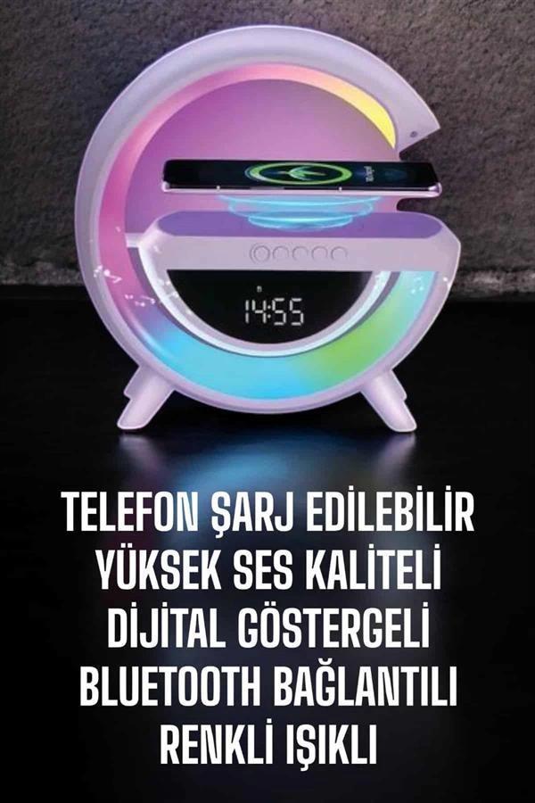 Bluetooth Hoparlör 15W Kablosuz Hızlı Şarj LED Gece Lambası - Image 1