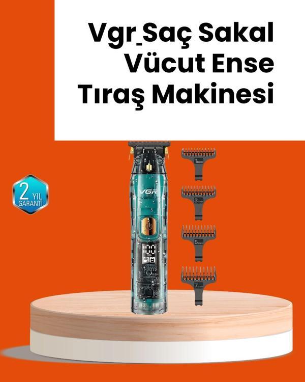 VGR V-695 Şarjlı Saç Sakal Tıraş Makinesi 2600mAh Batarya ve Kılavuz Taraklı - Image 1