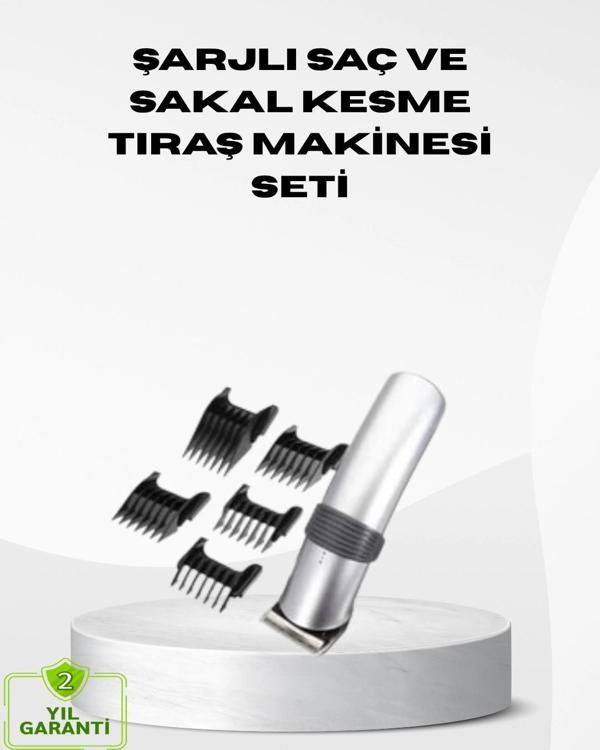 Kablosuz Profesyonel Tıraş Makinesi – Şarjlı 60 Dakika Kullanım Süreli Çelik Bıçaklı Sessiz Motor - Image 1