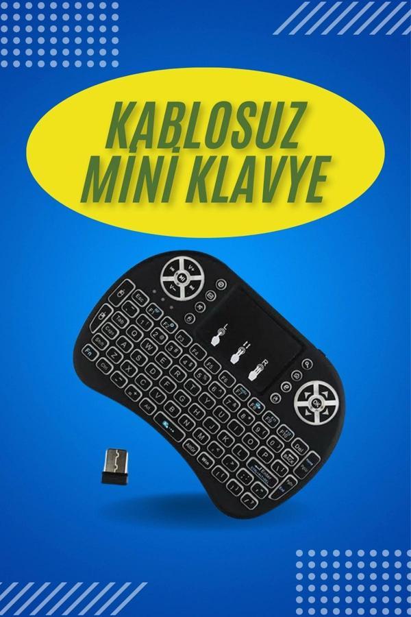 Işıklı Kablosuz Mini Klavye ve Dokunmatik Mouse Seti Türkçe Kablosuz - Image 1