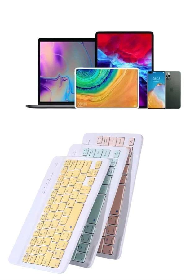 Android ve İOS Uyumlu Bluetooth Kablosuz Türkçe Q Klavye Renkli - Image 1