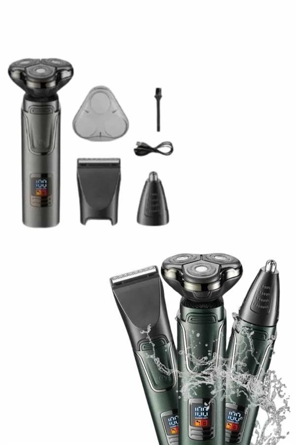 Tıraş Makinesi Profesyonel 3in1 Dijital Göstergeli 3 Başlıklı Erkek Bakım - Image 1