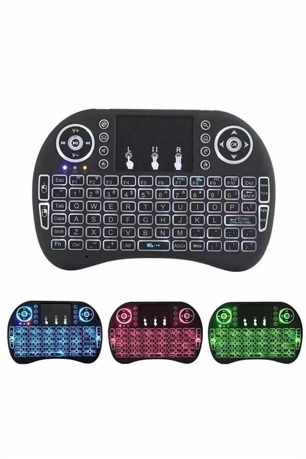 Işıklı Kablosuz Mini Klavye ve Dokunmatik Mouse Seti Türkçe Kablosuz - Image 1