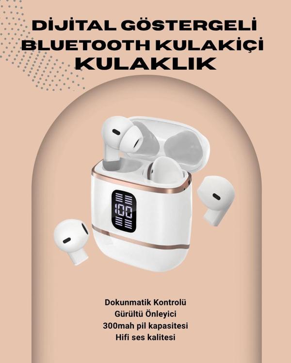 Kulakiçi Bluetooth Kulaklık V5.3 – 4’lü Set Dijital Ekranlı Gürültü Engelleme - Image 1