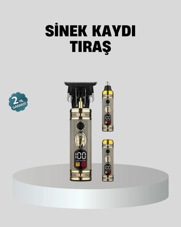 T Bıçaklı Profesyonel Saç ve Sakal Düzeltici – 8 Kılavuz Tarağı 2’si 1 Arada Burun ve Sakal Trimmer - Image 1