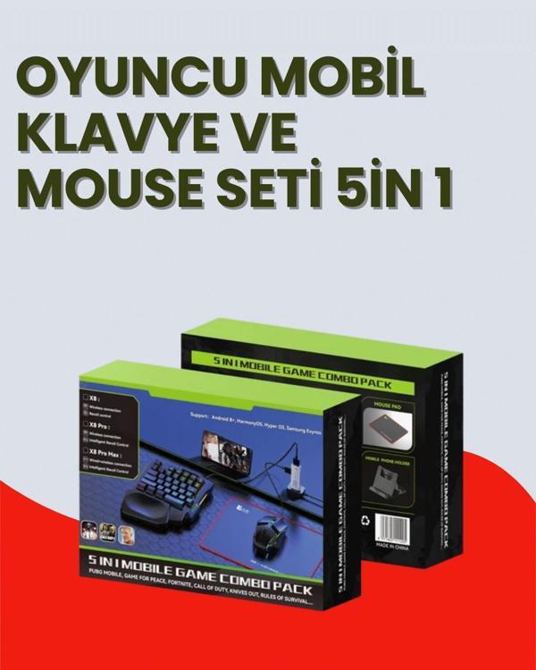 5in1 BT5.3 Mobil Oyun Kiti Klavye Mouse Dönüştürücü Seti - Image 1